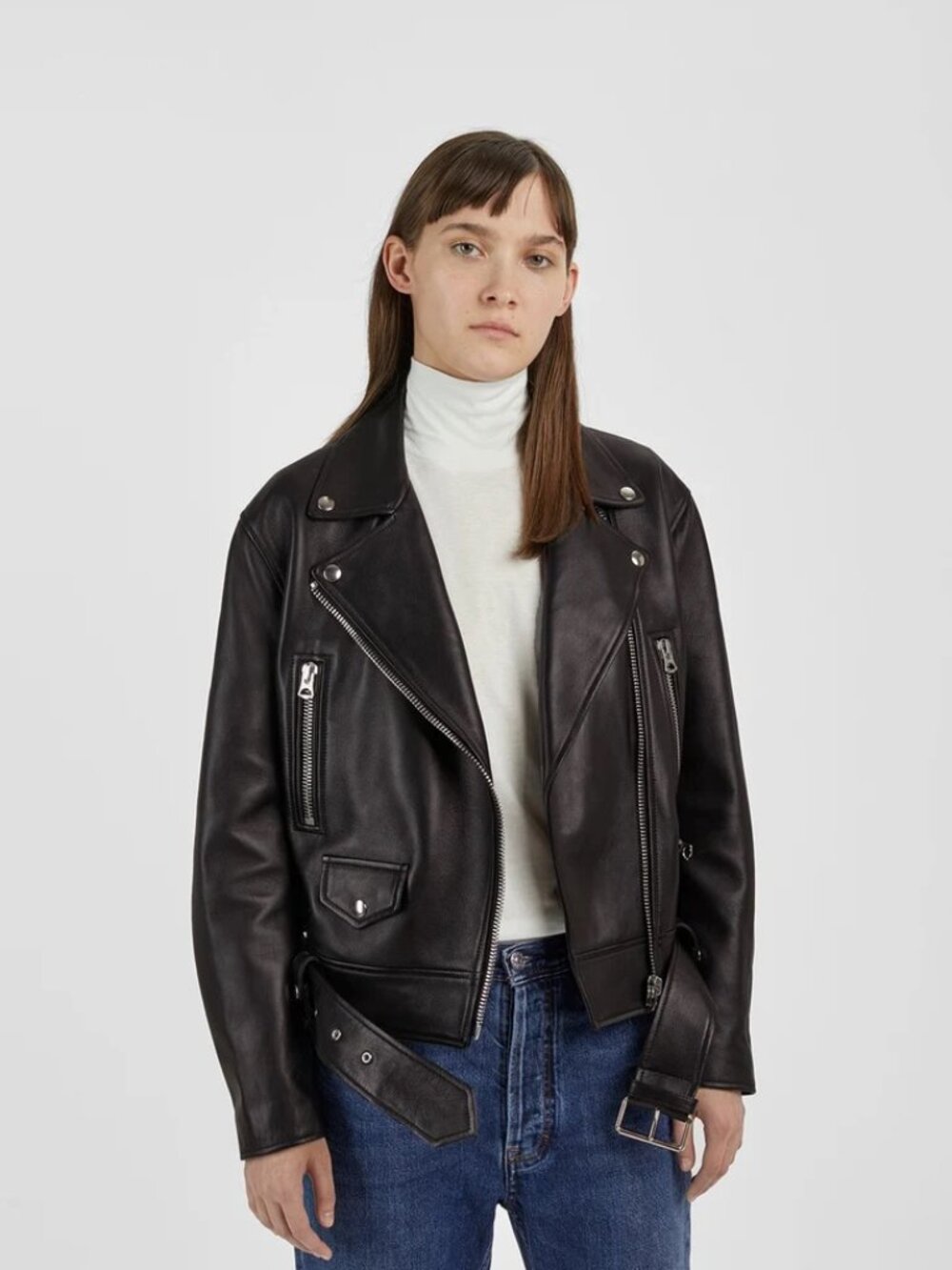 NWOT Acne Studios Merlyn Leather Moto Jacket Black M Retail $1,800